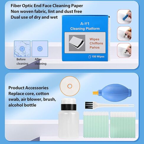 Fiber Optic Cleaning Kit, 12Pcs Cleaning Pens for SC FC ST LC MU Connectors with MPO MTP Cleaner, Anti Static, Long Lasting, Portable Storage Bag, Efficient for Fiber in Kuwait