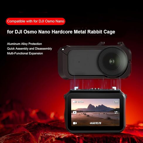 Sturdy Aluminum Alloy Protective Cage for DJI Osmo Nano for DJI Mic Anti-impacts Quick Release Frame Case with 1/4" Threaded Hole and Cold Shoe Mount for Attaching Video Light andTripod in Saudi Arabia