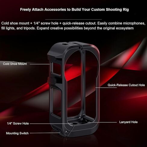 Sturdy Aluminum Alloy Protective Cage for DJI Osmo Nano for DJI Mic Anti-impacts Quick Release Frame Case with 1/4" Threaded Hole and Cold Shoe Mount for Attaching Video Light andTripod in Saudi Arabia