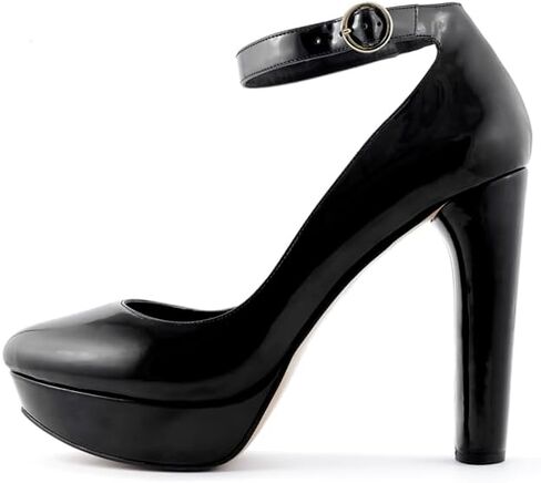 Vivano | Remi Red Platform Pumps with Chunky Heel, Closed-Toe and Ankle Strap | High Heels for Men, Drag Queens, Transgender Women & Nonbinary in Saudi Arabia