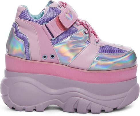 Dolls Kill Fairywalker Platform Sneakers – Holographic Platform Shoes with Heart Strap Closure by Sugar Thrillz in Saudi Arabia