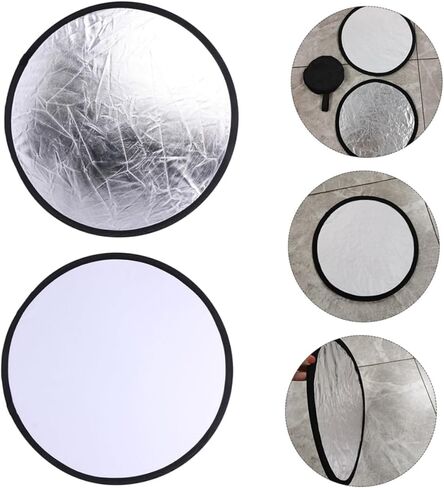 Alipis 2-in-1 30cm Portable Photography Reflector and Light Diffuser 2pcs Round Silver White Soft Reflector for Photo Lighting and Studio Accessories in Saudi Arabia