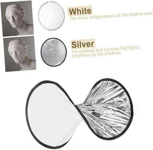 Alipis 2-in-1 30cm Portable Photography Reflector and Light Diffuser 2pcs Round Silver White Soft Reflector for Photo Lighting and Studio Accessories in Saudi Arabia
