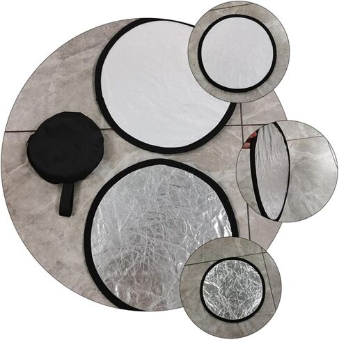 Alipis 2-in-1 30cm Portable Photography Reflector and Light Diffuser 2pcs Round Silver White Soft Reflector for Photo Lighting and Studio Accessories in Saudi Arabia