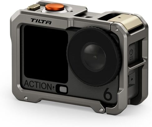 Tilta Camera Cage Base Kit Compatible with DJI Osmo Action 6 | Magnetic Quick Release Baseplate Included | 1/4"-20 Thread with Locating Points | Cold Shoe Receiver | Button Extension | Titanium Gray in Saudi Arabia