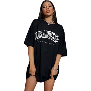 SOLY HUX Graphic Tees for Women Letter Print Short Sleeve T Shirt Loose Oversized Summer Tee Tops