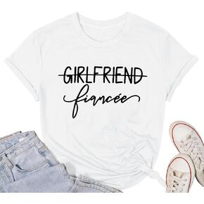 Girlfriend Fiancee Shirt Women Cute Engagement T-Shirt from Miss to Mrs Gift for Bride Honeymoon Vacation Announcement Top