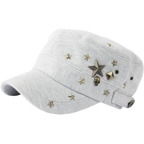 RaOn A173 جمجمة الشيطان ستار معدن مسمار الموضة الشرير نادي قبعة عسكرية كاديت قبعة عسكرية in Kuwait