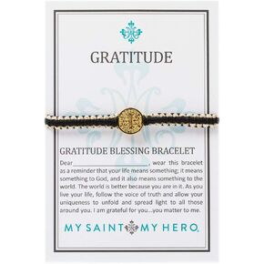 My Saint My Hero Gratitude Bracelet - Black/Gold Metallic