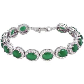 HERMOSA Oval Ladies Tennis Bracelet Sapphire Ruby Emerald White Topaz Silver 7 inch