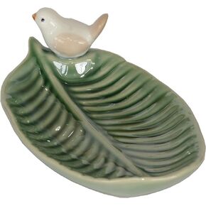 MIXDOM Ceramic Ring Holder Dish Jewelry Tray, Decorative Trinket Dish for Rings Earrings Necklaces Bracelet Watch Keys, Bridal Shower Gifts, Gift for Her (Bird-White)