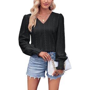 بلوزة نسائية باكمام طويلة كاجوال بيسيك من زد ان في جيرل، قمصان فضفاضة لطيفة وخفيفة الوزن in Kuwait