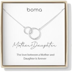 Boma Jewelry Sentiments Collection Mother & Daughter Sterling Silver Two Interlocking Circles Necklace, 18 Inches