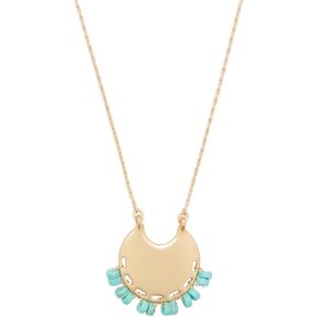 Lucky Brand Turquoise Charm Pendant Necklcae, Gold, One Size