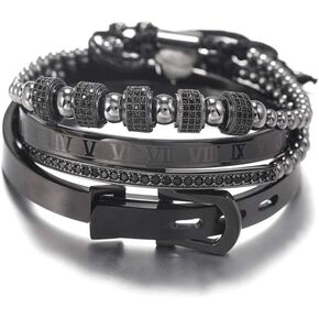 MollyQueen Imperial Crown King 18K Gold CZ Beads Bracelets Luxury Charm Fashion Bangle Royal Stacked Bracelet Set for Men Women With Luxury Box