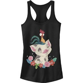 Fifth Sun Women's Moana Tropical Buddies Slim Fit, Scoop Hem Racerback Tank
