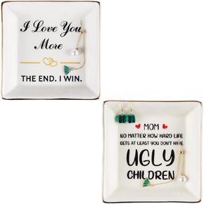 Best Birthday Gifts for Wife Gifts from Husband, Happy Anniversary - Best Gifts for Mom, Funny Mom Gifts from Daughters Son, Jewelry Tray, Ceramic Ring Dish Holder
