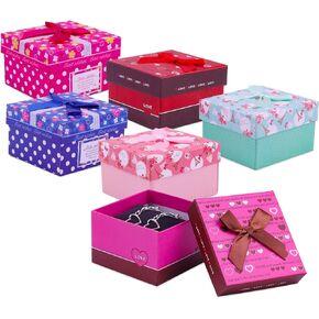 Lainrrew 12 Pcs Gift Box Set, Jewelry Gift Boxes Necklace Bracelet Earring Ring Box Cotton Filled Cardboard Paper Jewelry Box Gift Cases Bulk for Wedding, Engagement, Anniversaries, 3.74 x 3.3 x 2.16