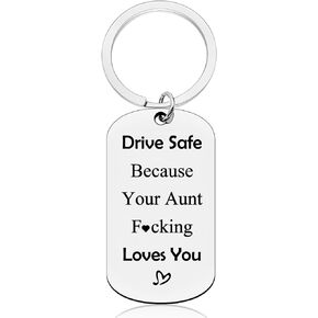 Vadaka Driver Safe Keychain for Nephew from Aunt New Driver Gift Keychain for Teens Boys Girls Sweet 16 18 Birthday Gift for Niece Nephew from Auntie Graduation Christmas Birthday Gift