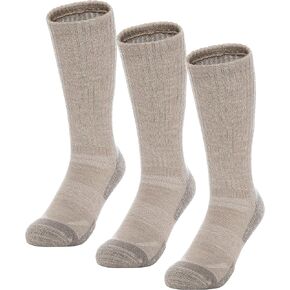 Wool Hiking Working Socks for Men 3 Pairs, Thick Cushioned Warm Thermal Outdoor Boot Crew Socks