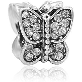 Butterfly Charm Bead for Bracelets (Clear)