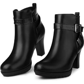 Perphy Platform Crocodile Printed Strap Block Heel Ankle Booties for Women