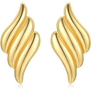 Chunky Gold Earrings for Women Statement Earrings Vintage Large Gold Geometric Studs Earrings Trendy Jewelry for Women
