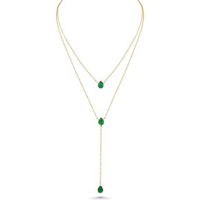 SNGIA Long 18K Gold Plated Layered Emerald Pendant Necklace For Women Girls, Dainty Birthstone Necklace, Statement Necklace Jewelry Gifts.