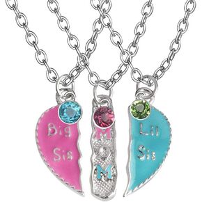 Mother Daughter Necklace Gift Set,Big Sis Middle Sis Lil Sis Mom Jewelry Necklace,Best Friends Necklaces