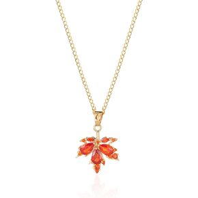 Just Follow Maple leaf Dainty Chain Simple Pendant Necklace for Women Cute Teen Girl Cubic Zirconia Dangle Statement Thanksgiving Christmas Jewelry Gift
