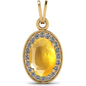 LMDPRAJAPATIS Natural 4.25 Ratti Certified Original Birthstone Yellow Sapphire Pukhraj 22K Gold Plated Beautiful Pendant Pear Shape Pendant/Gift Her pendant for Wedding/anversery/engagement