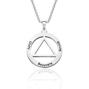 KUIYAI Unity Service Recovery Necklace AA Symbol Necklace Serenity Necklace Serenity Prayer Alcoholics Anonymous Jewelry