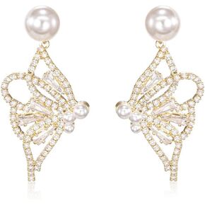 Gold Butterfly Earrings for Women Dainty Butterfly Wing Earrings Studs Cute Butterfly Stud Earrings 14K Gold Plated with Crystal Cubic Zirconia Accent