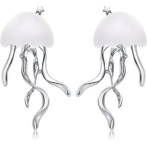 Plikin Jellyfish Pendant Necklace Stainless SteelUnique Ocean-Inspired Jewelry for Beach Lovers