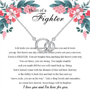 TGBJE Fighter Gift Warrior Gifts Heart Of A Fighter Necklace Survivor Gift Strength Gift Inspirational Gift Strong Women Gift