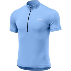 TSLA Men's Short Sleeve Bike Cycling Jersey, Quick Dry Breathable Reflective Biking Shirts with 3 Rear Pockets