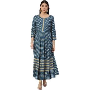 Yash Gallery Women's Rayon Buta Print Anarkali Kurta