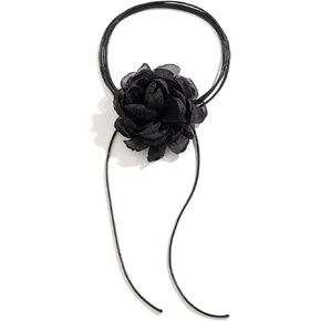 DOLLESS Flower Rose Choker Necklace Big Floral choker Necklace for Women Bohemian Summer Beach Necklace Jewelry for Women Girls(Style-B,Black)