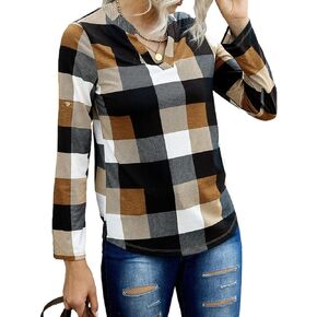 MARZXIN Womens 3/4 Sleeve V Neck Blouse Casual Tunics Business Shirts Work Ladies Blouse Tops