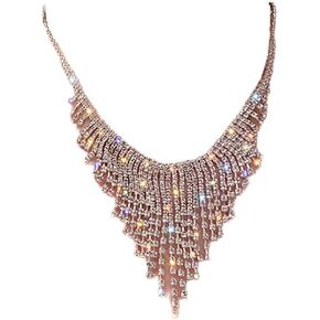 Delicate Tassels Rhinestone Necklace V Collar Crystal Choker Necklace for Women for Girls Jewelry Accessories Dainty