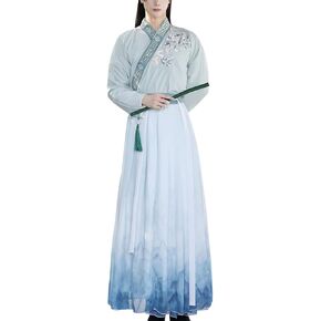 Men's Traditional Embroidery Hanfu Outfit Wei Jin Style Qiyao Ruqun Chinese Scholars Ancient Costume