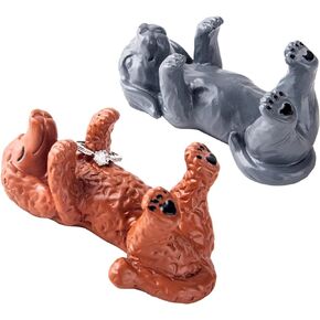 2 Dog Ring Holder for Jewelry Animal Ring Stand Engagement Ring and Wedding Ring Display Holder Stand God Lover Gift For Women