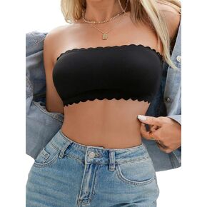 MakeMeChic Women's Strapless Bralette Seamless Wireless Bandeau Bras Crop Tube Tops