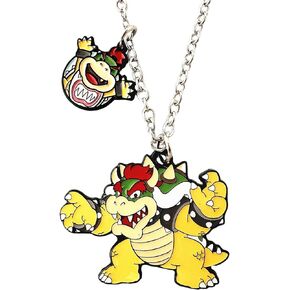 STKTFKK Supr Mario Necklace Metal Classic Anime Bowser Necklace Girls Women and Men