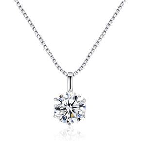 1 Carat Round Cut Solitaire Moissanite Pendant Necklace D Color VVS1 Clarity 3-5mls White Gold Plated 925 Pure Sterling Silver Simulated Diamond Necklaces, Sterling Silver, Moissanite in Kuwait