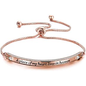 CENWA Memorial Bracelet Jewelry Sympathy Gift A Piece of My Heart Lives in Heaven Zircon Bracelet Loss Jewelry Gift