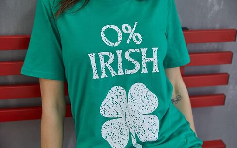 0% Irish St. Patrick's Day Shirts for Women Four-Leaf Clover Printed Short Sleeve Tee Tops in Kuwait