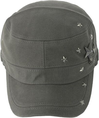 RaOn A173 Skull Devil Star Metal Stud Fashion Punk Club Army Cap Cadet Military Hat in Saudi Arabia