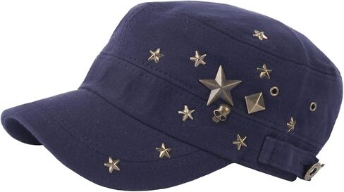 RaOn A173 Skull Devil Star Metal Stud Fashion Punk Club Army Cap Cadet Military Hat in Saudi Arabia
