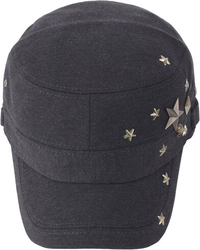 RaOn A173 Skull Devil Star Metal Stud Fashion Punk Club Army Cap Cadet Military Hat in Saudi Arabia